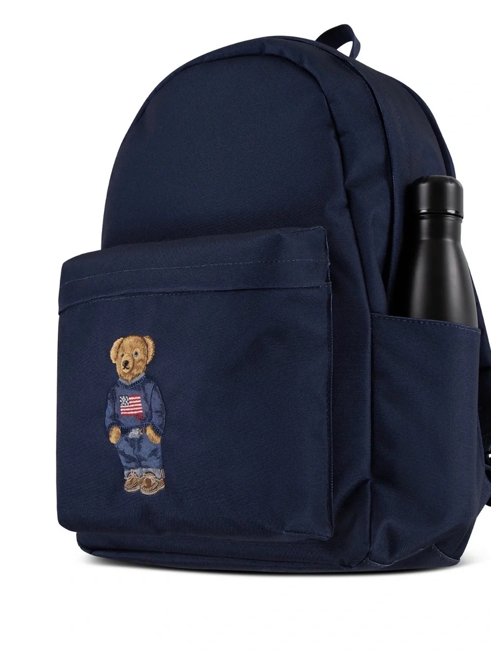 New Authentic Polo Ralph Lauren Blue Navy Bear Backpack Boys 17in Bottle Pocket